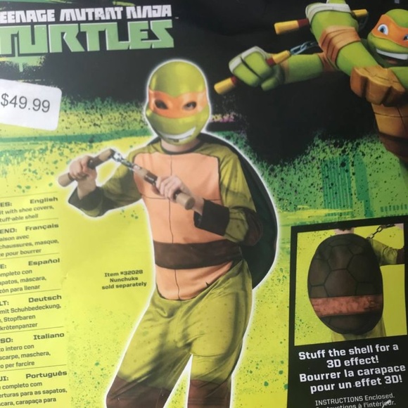 Child's Lg(12-14) Michelangelo Teenage Mutant Ninja Turtle Halloween Costume - Picture 4 of 4
